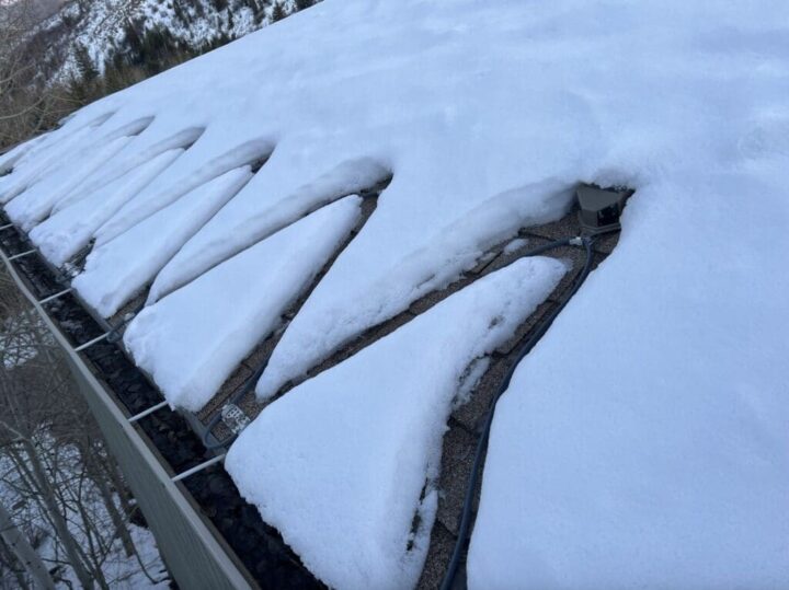 heat tape on a snowy roof