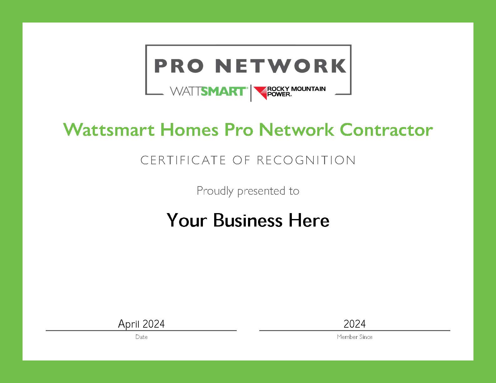 Pro Network certificate